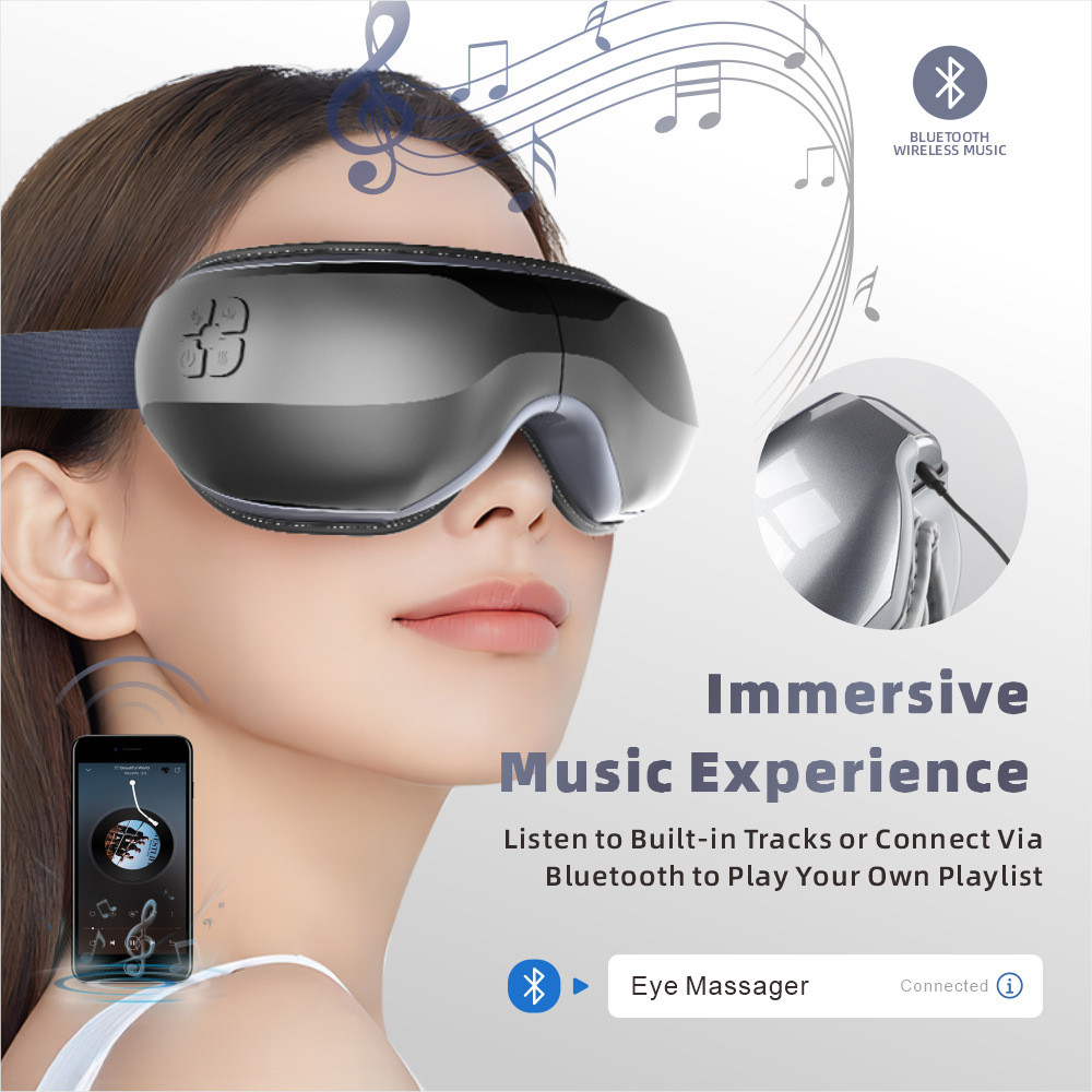 Massageador De Olhos Com Calor E Vibração Para Alívio Secos De Enxaqueca , Música Bluetooth Recarregável , Enxaquecas ,