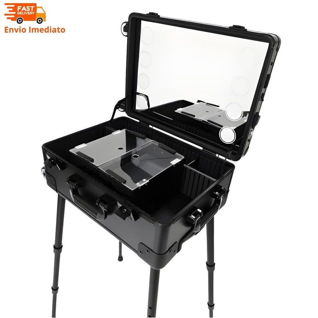 Maleta Camarim Maquiagem Profissional Com Rodinhas Bluetooth Mp3