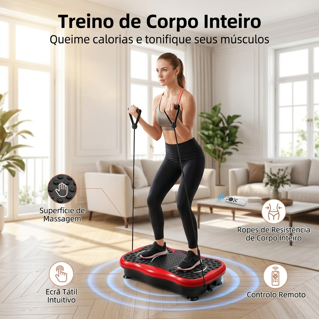 Plataforma vibratória para perda de peso, nível 99, com controle remoto e Bluetooth (tensão dupla)