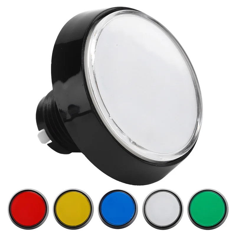 60mm Big Round Flat Button with LED Light 3‑Foot Switch for Crane Machine Game Console Game Console Supplies Mini Push B