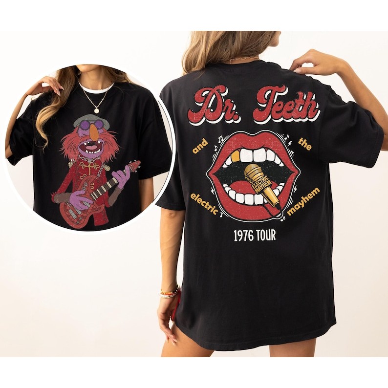 Camiseta The Muppets Dr Teeth Electric Mayhem 1976 Tour Linda Atemporal Estilosa Moda