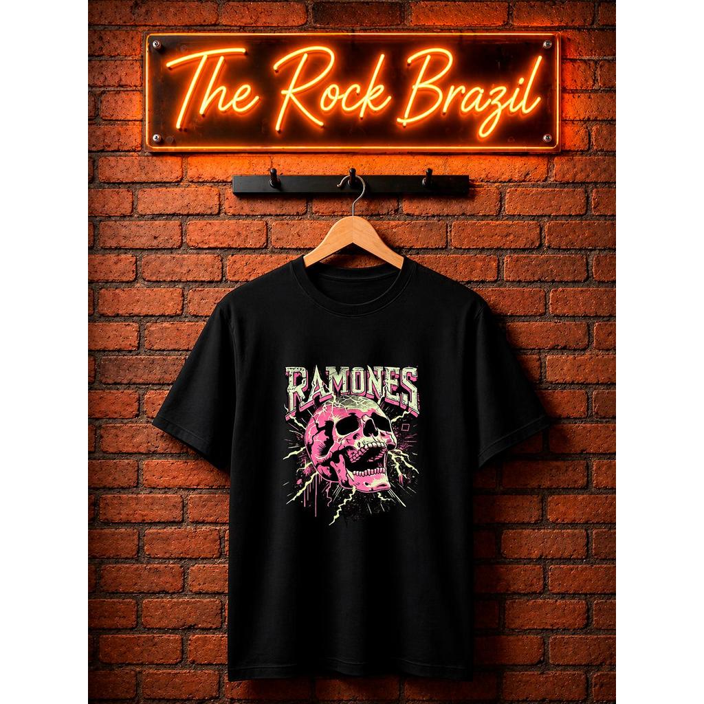 Camiseta Masculina Ramones Electric Skull