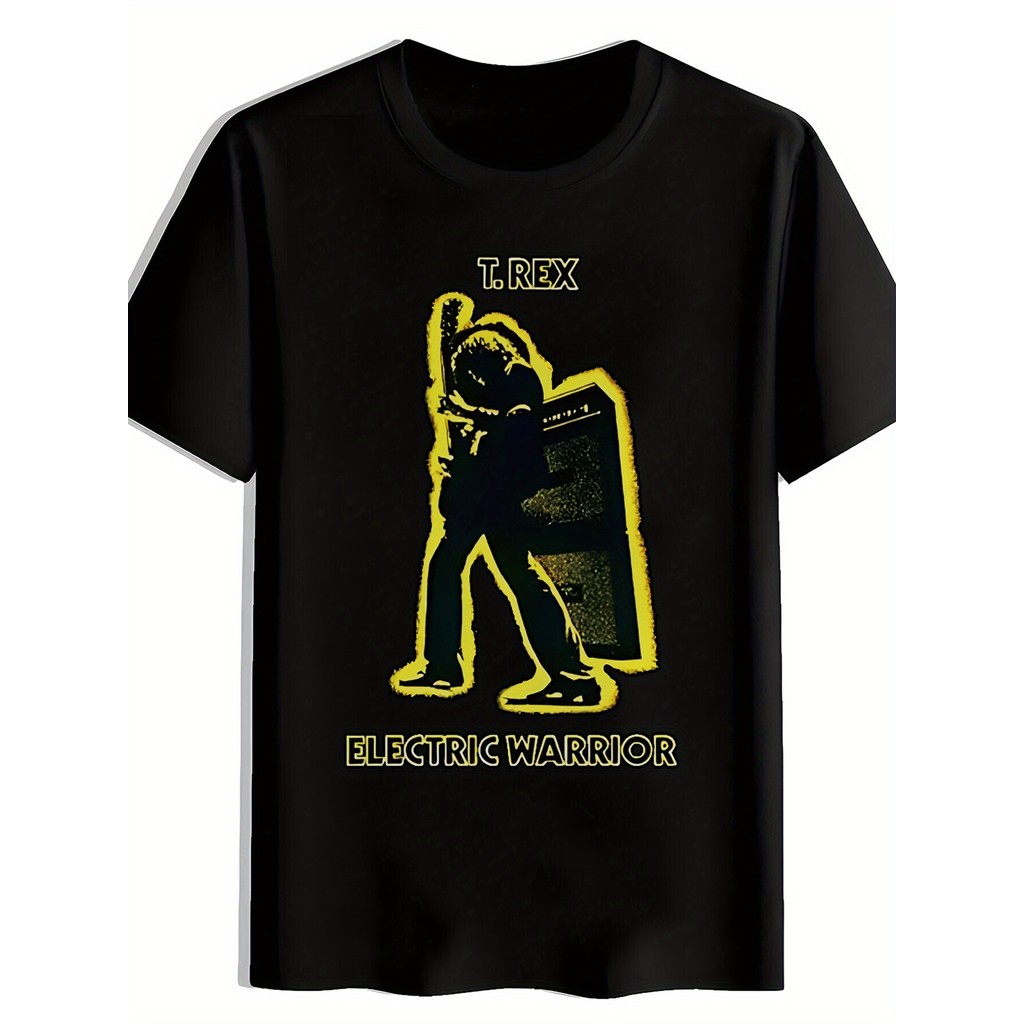 Music.Soul Camiseta Masculina Vintage Rock Band Gráfica T.Rex Electric Warrior Fãs Música Retrô Verão Viagem Presente