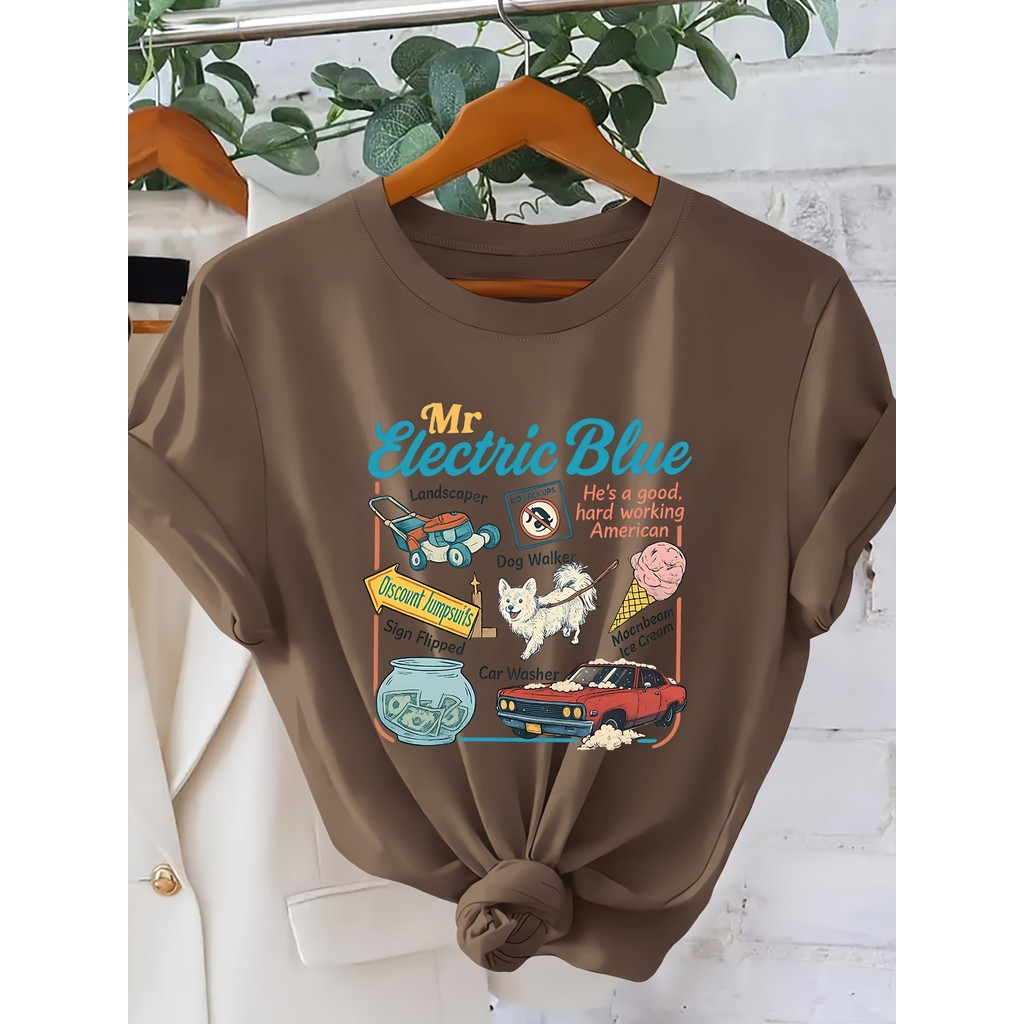 Camiseta 100% Algodão Básica Premium Estampa Mr Electric Blue Retro Vintage