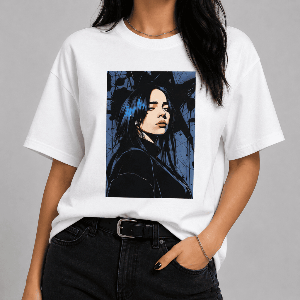 Camiseta Algodão Unissex, Electric Blue Billie Eilish.