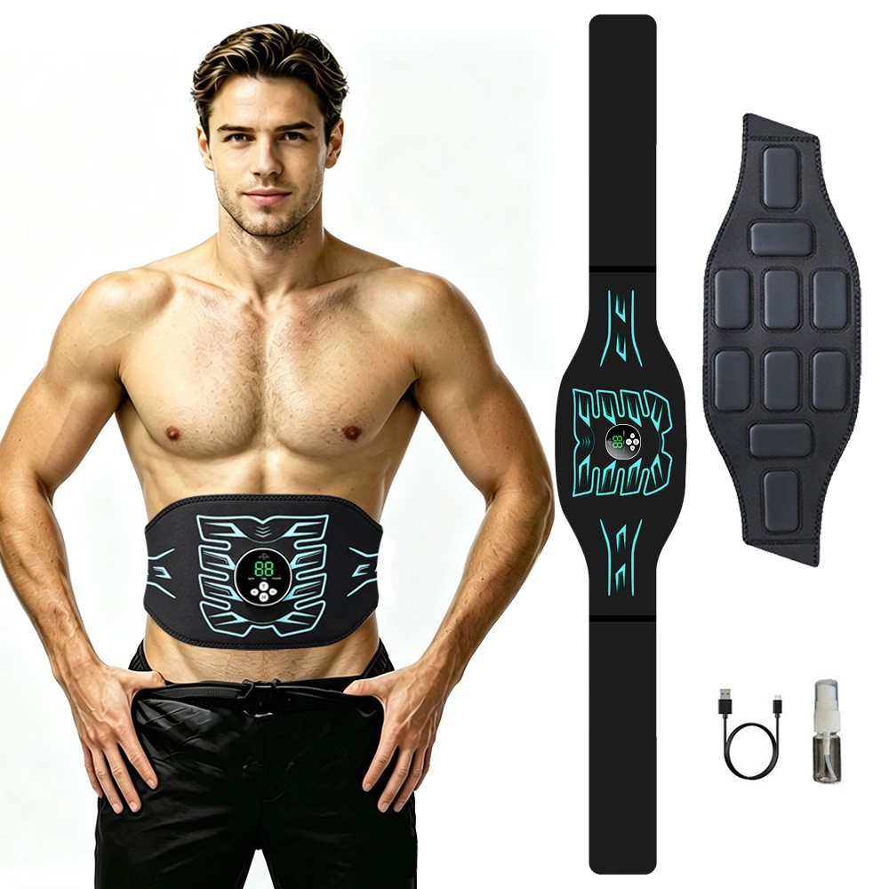 Inteligente Estimulador Abs Tonificação Abdominal Cinto Toner Muscular Carga USB Ab Trainer Para Corpo Cintura Fitness M