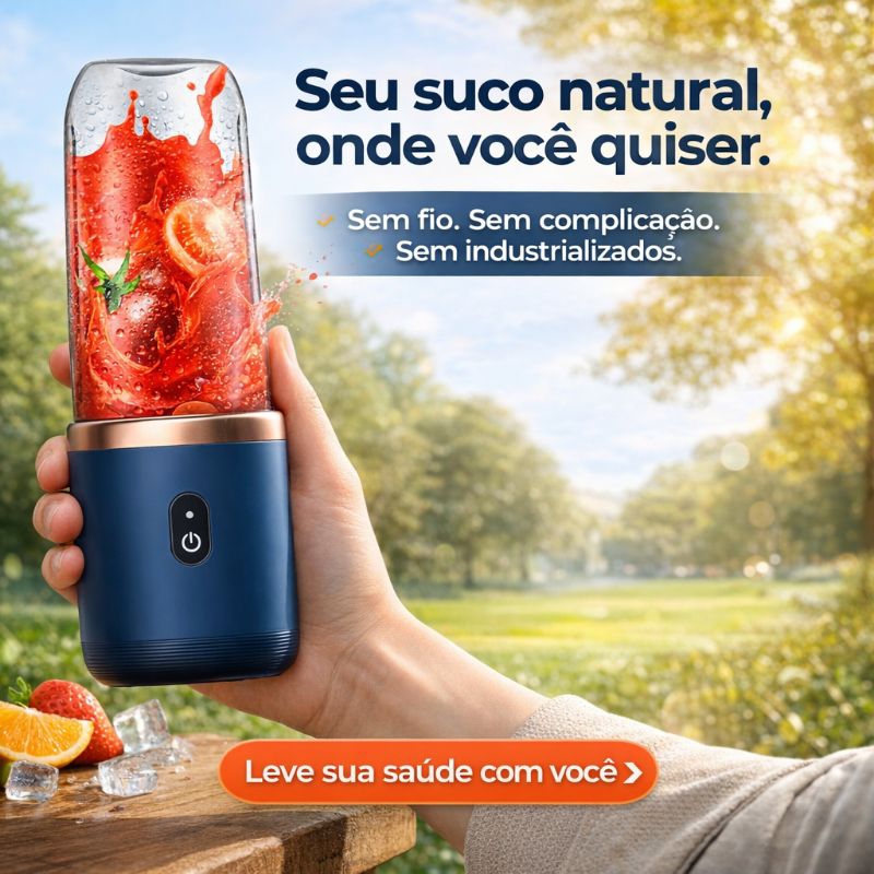 Liquidificador Portátil USB 400ml Recarregável Mini Mixer Shake Suco Academia com Copo Extra
