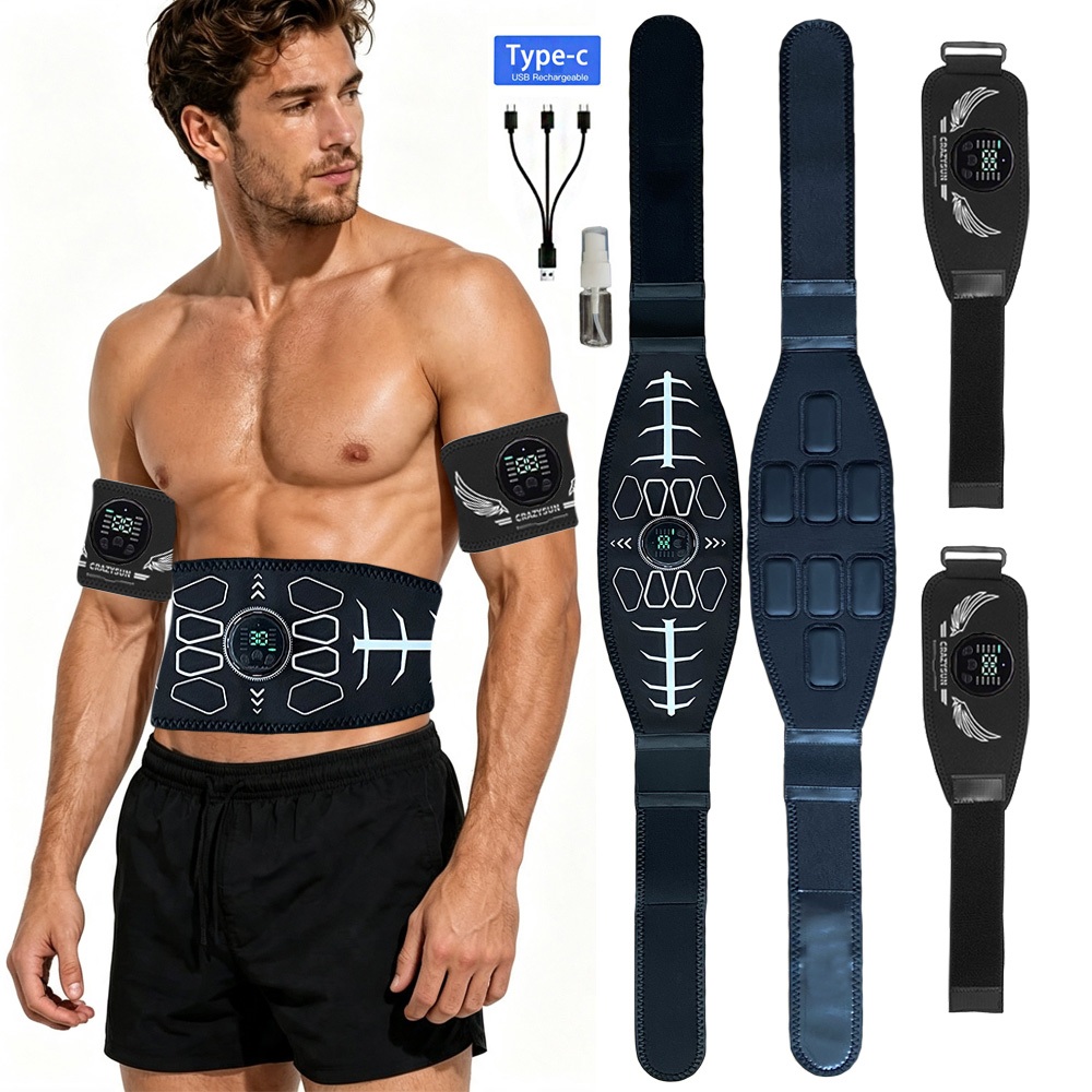 Cinto De Tonificação Abdominal Inteligente Abs Toner Muscular Corpo Braço Massagem Fitness Recarga USB Casa Ginásio Escr