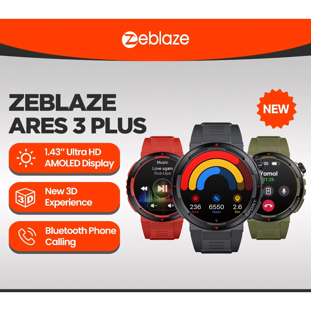 Smartwatch Zeblaze Ares 3 Plus 1.43 Amoled, Chamada de Voz 3D, Saúde & Fitness Relógio Inteligente