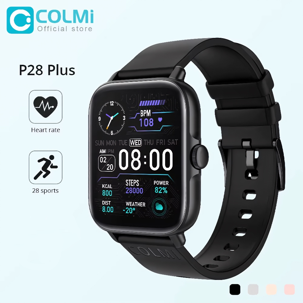 Smartwatch COLMI P28 Plus, Relógio Inteligente Bluetooth IP67 À Prova D'Água, GTS3