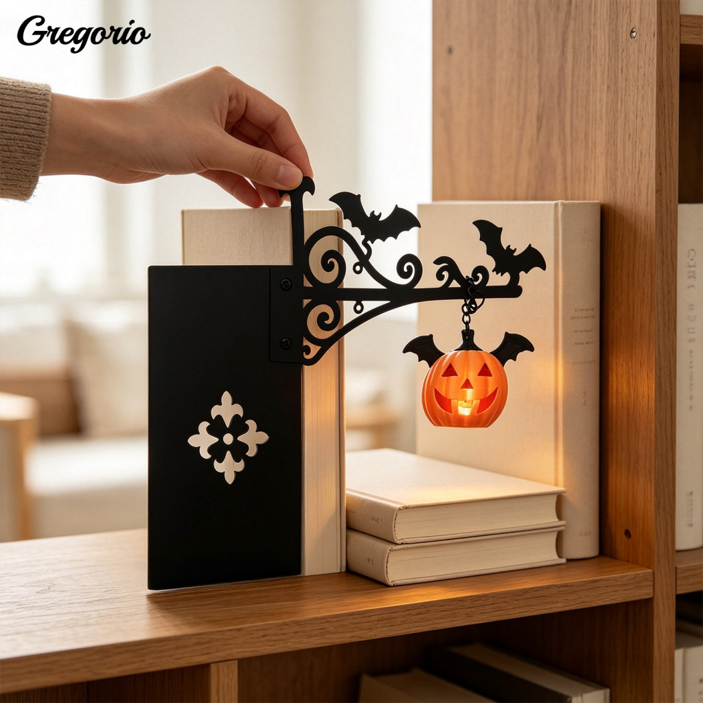 Bookshelf Decorative Halloween Desk Decoration for Home Retro Library Lantern Lamp with Warm Led Light Metal Hidden Book