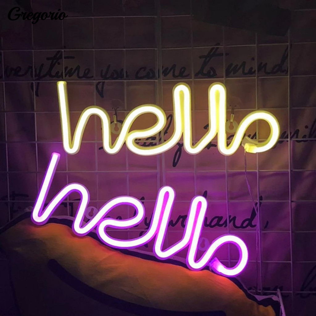 Led Neon Light High-quality Hello Sign Lamp Usb Battery Operated Non-glaring Wall Decor Party Shape for Home Cafe Bar Bi