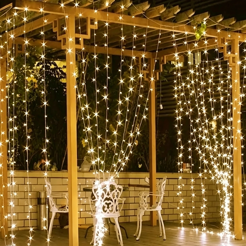 LED Curtain 3x3 3x4 LED Flashing Light Romantic for Outdoor Christmas Wedding 8 Lighting Modes Controle USB BONS