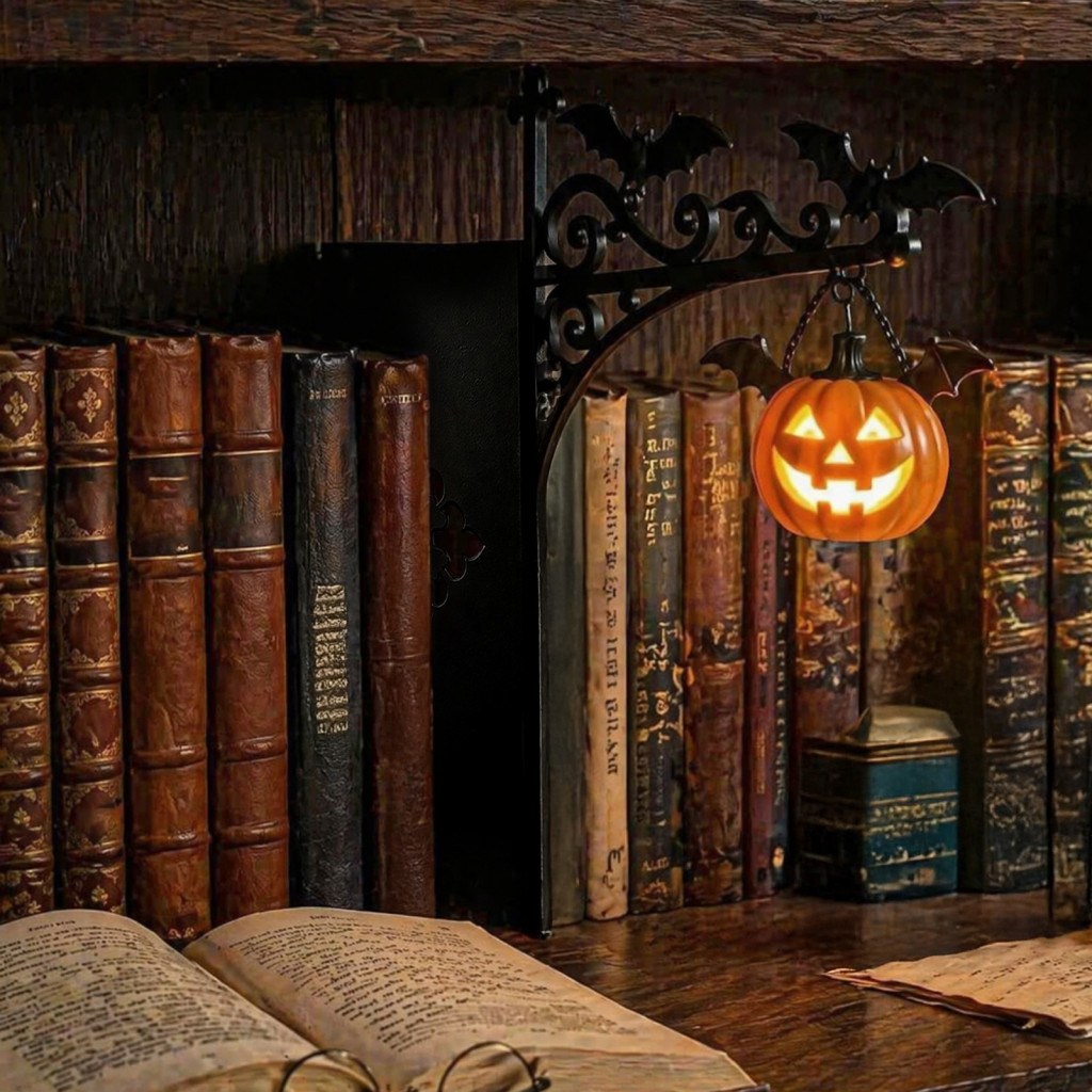 Halloween Book Nook Lantern Vintage Led Bookshelf Lamp Decorative Reading Corner Light for Home Library Cozy Ambiance fo