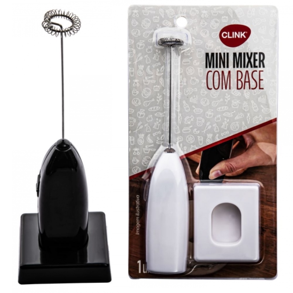 Mini Mixer Para Cafe Clink Com Base Plástico e Aço Inox Preto