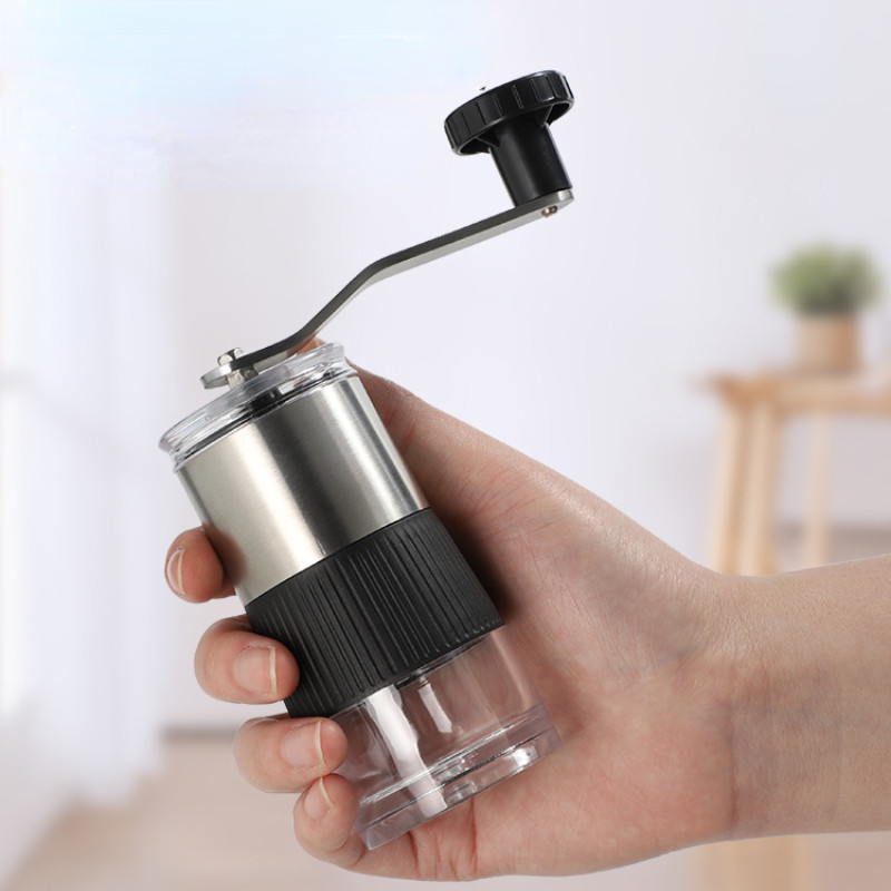 Novo Mini Agitador Manual De Agitação Moedor De Café Em Aço Inoxidável Conveniente Grãos De Cerâmica Máquina Visual