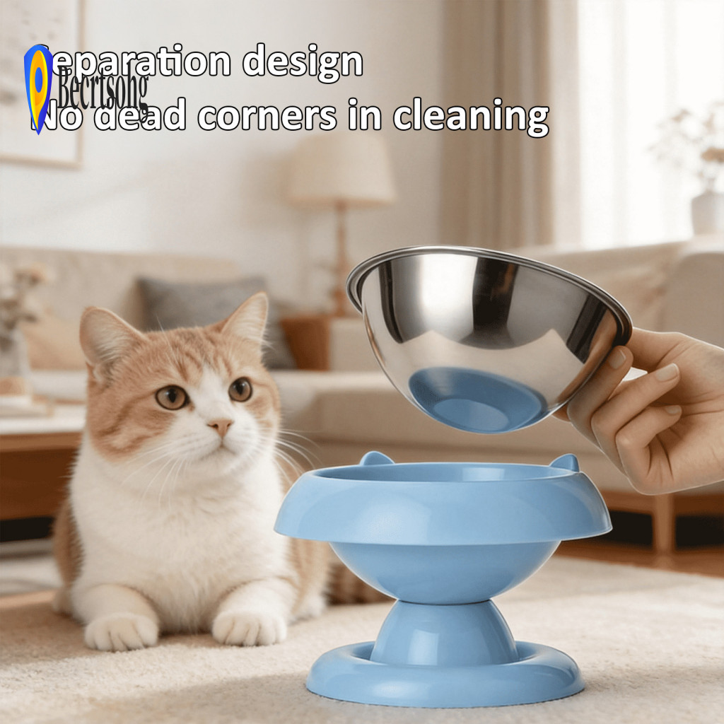 Raised Cat Food Dish Elevated Bowl Pet with Detachable Stainless Steel Inner – Water Feeder Ergonomic Design to for In