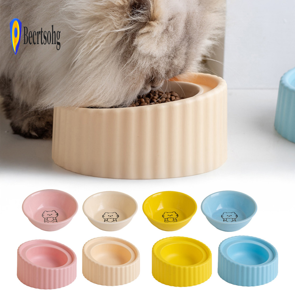 Anti-black Chin Cat Bowl Raised Ceramic Pet with Stand Tilted Small Dog Food Dish Ergonomic Design to Protect Pets' Spin