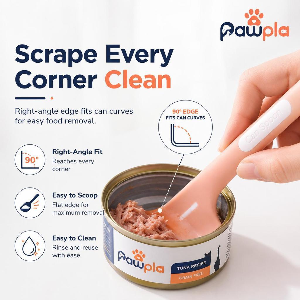 Comida De Gato Pode Colher Raspador TPR De Úmida Para Animais De Estimação Com Borda De Ângulo Reto Alça Longa Ergonômic