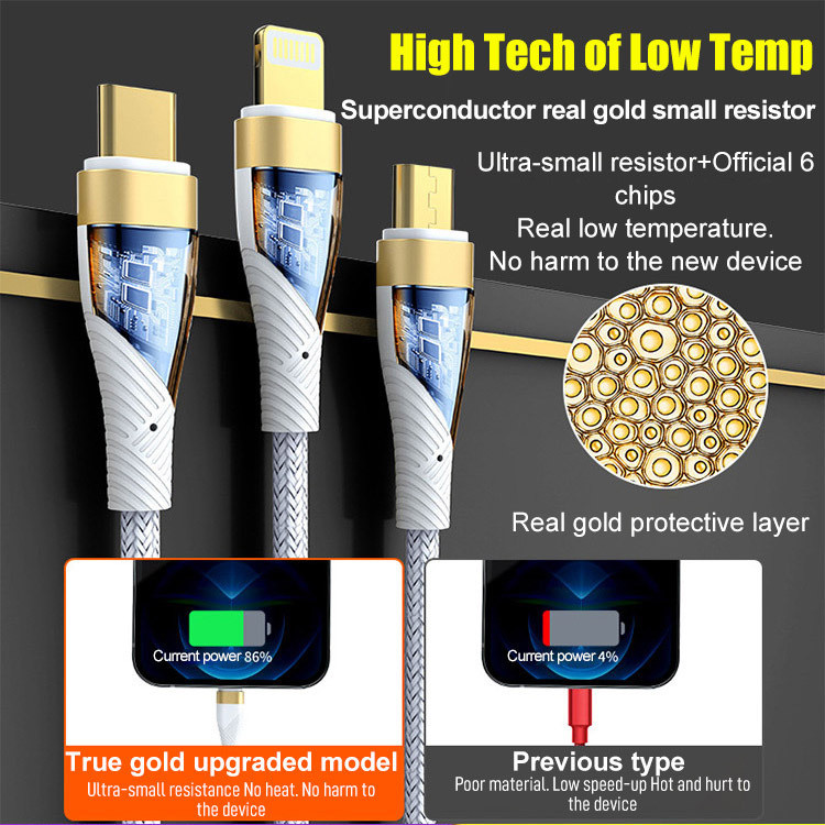 【Alta Compatibilidade】Super fast charging 3-in-1 data cable Cabo/USB/Smartphone