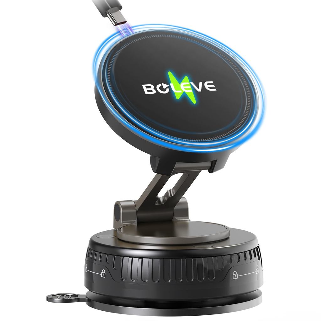 【2026 Improved Model - 15W Fast Charging】Car Wireless Charging Smartphone Holder with Magnet.