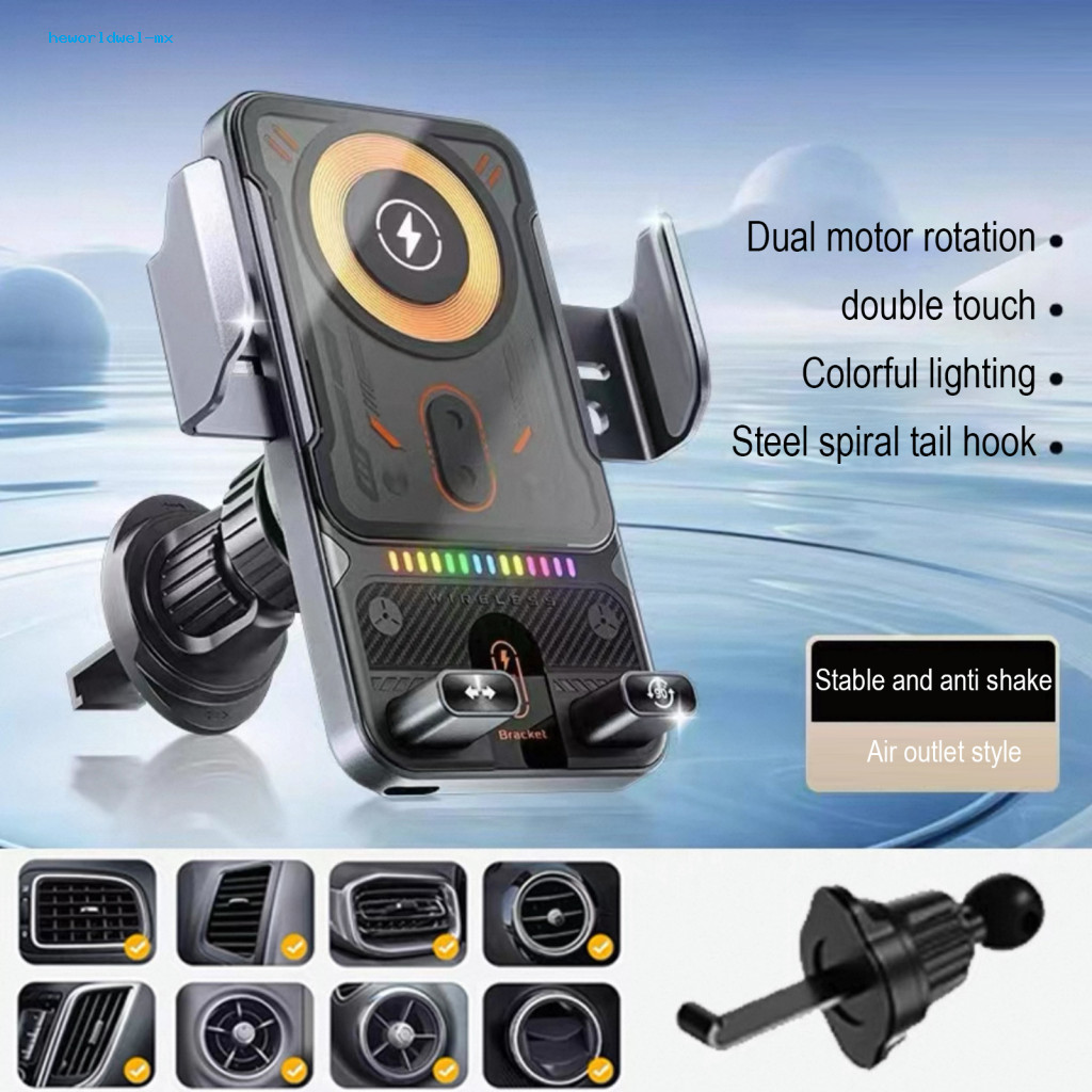 Hands Free Wireless Charger Car Motorized Rotating Phone Mount 15w Hands-free Air Vent Holder Fast Charging Smartphone f