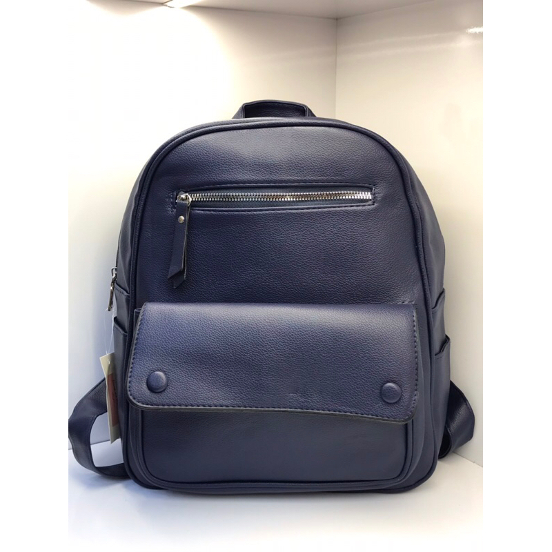 Mochila feminina com fecho magnético e zíper frontal com chaveiro de desenho animado