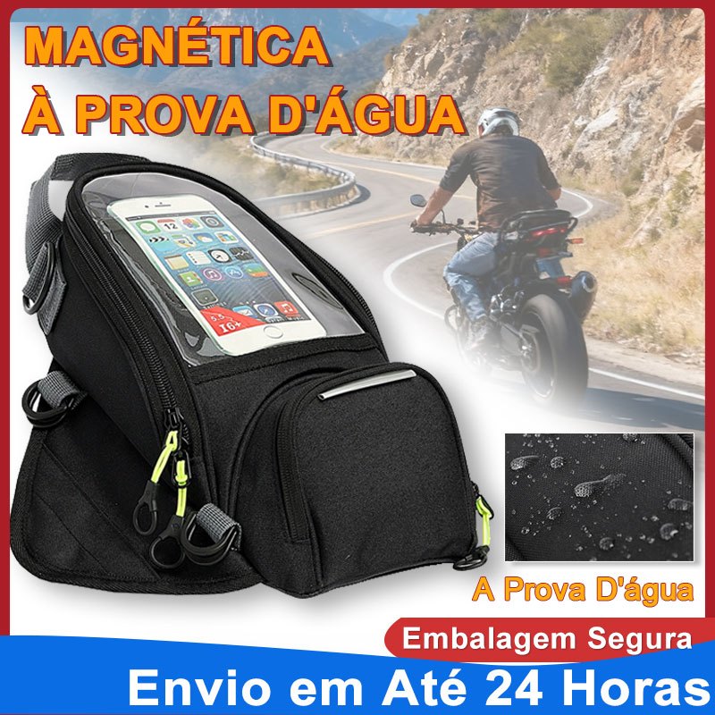 Bolsa Tanque Motocicleta Magnética À Prova D'água Preta - Porta Celular e Documentos