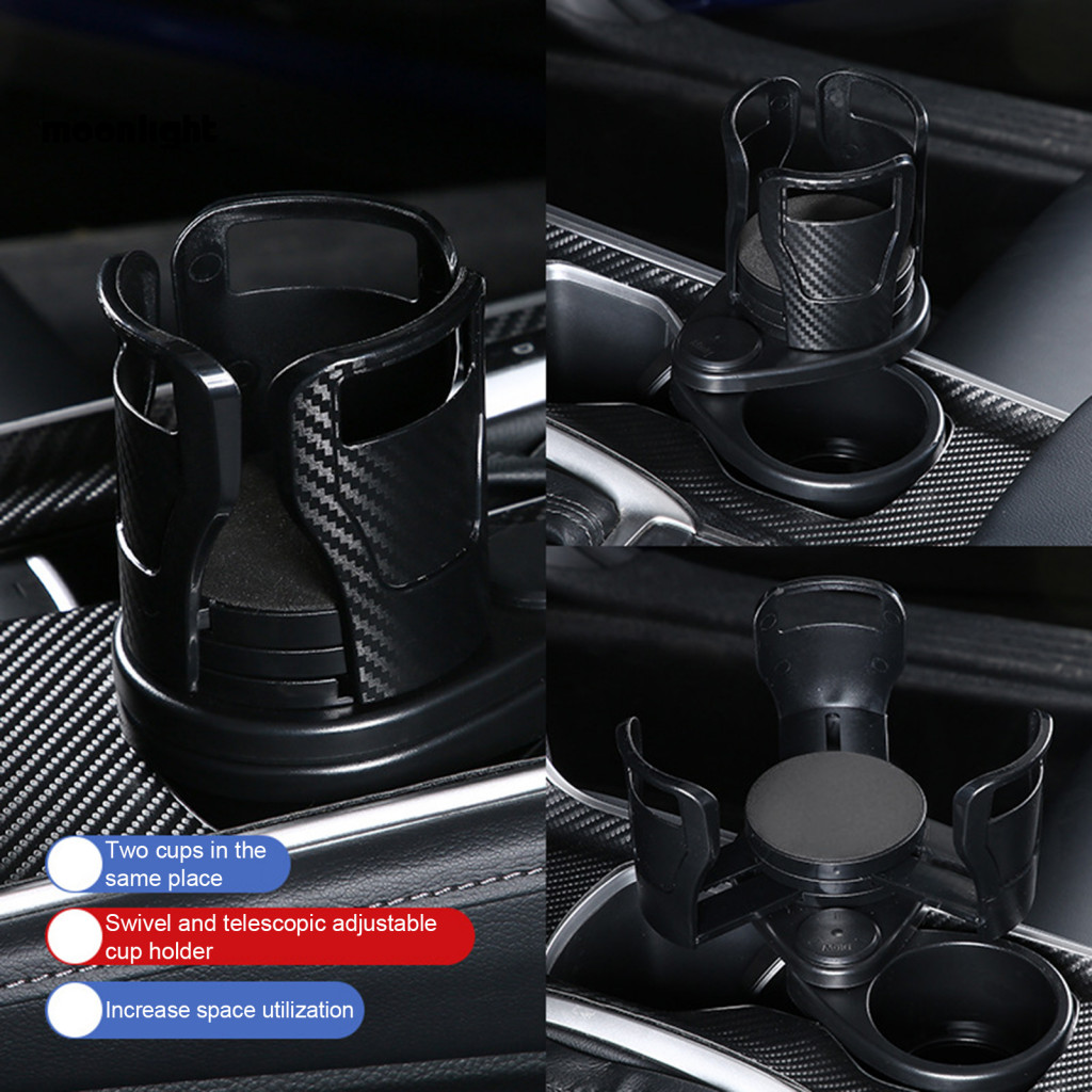 2-in-1 Multifunctional Car Cup Holder Expander with Adjustable Base Double Layer Auto Organizer Accessories for Extra St
