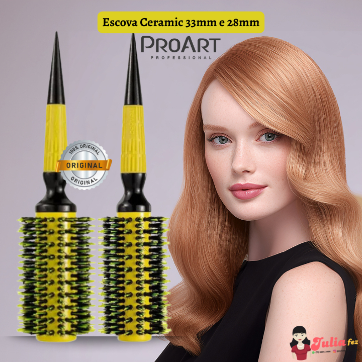 Escova de Cabelo Professional ProArt Ceramic Expert 33mm & 28mm Cor Amarela