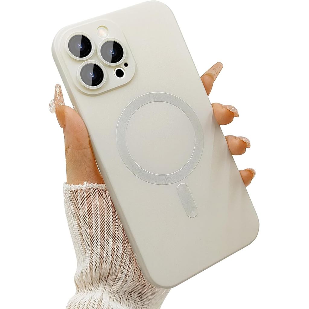 Magnetic for iPhone 15 Pro Phone Case for Women Men, Cute Matte Luxury Soft Metallic Luster Design with Camera Lens Prot