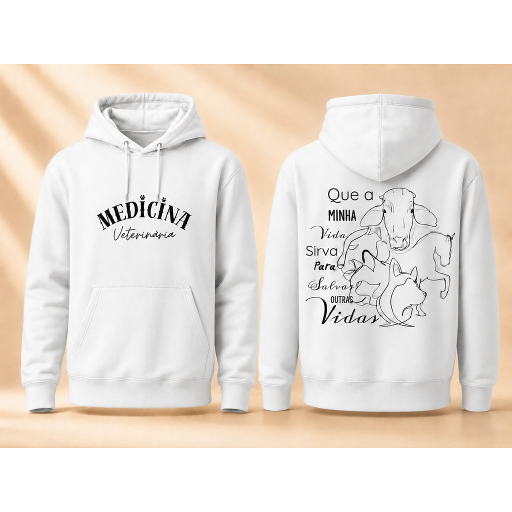 Moletom Blusa Com Capuz Estampa Medicina Veterinária Veterinário Veterinária Premium Casual Inverno Confortável