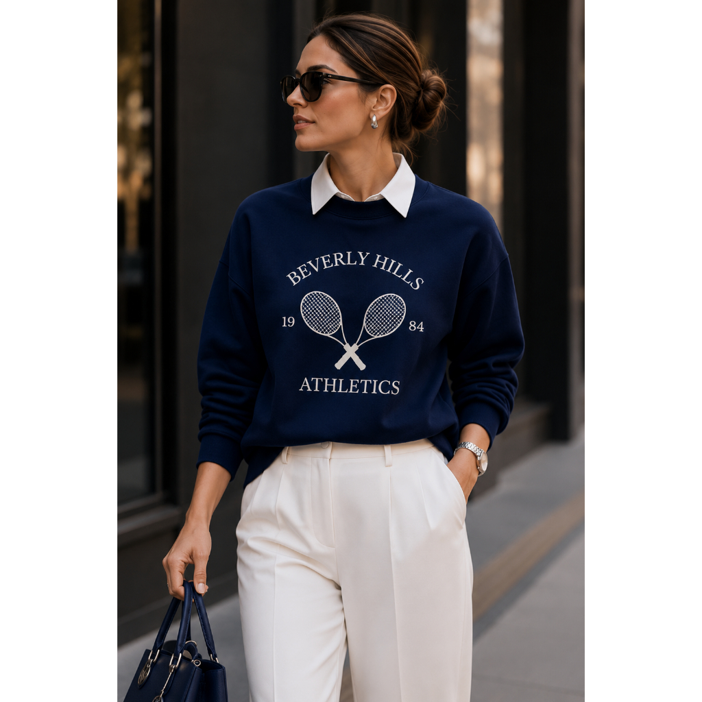 Moletom Feminino Gola Careca College Estampado Premium Casual Inverno