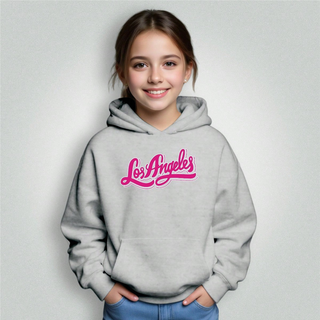 Moletom Infantil Bolso Canguru Capuz Los Angeles Pink 122 Premium Envio Imediato
