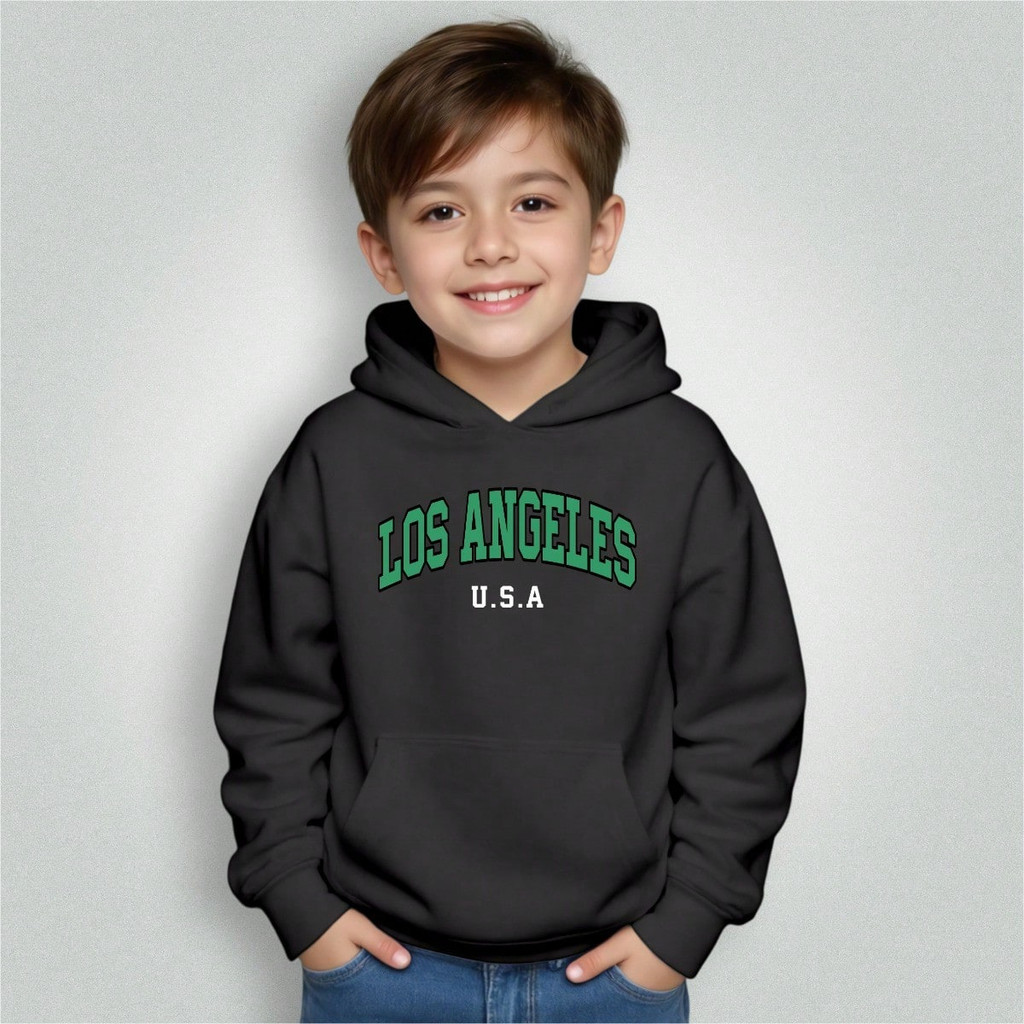Moletom Infantil Bolso Canguru Capuz Los Angeles Green 126 Premium Envio Imediato