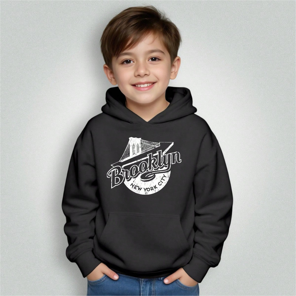 Blusa Moletom Infantil Bolso Canguru Capuz Brooklyn 130 Premium Envio Imediato