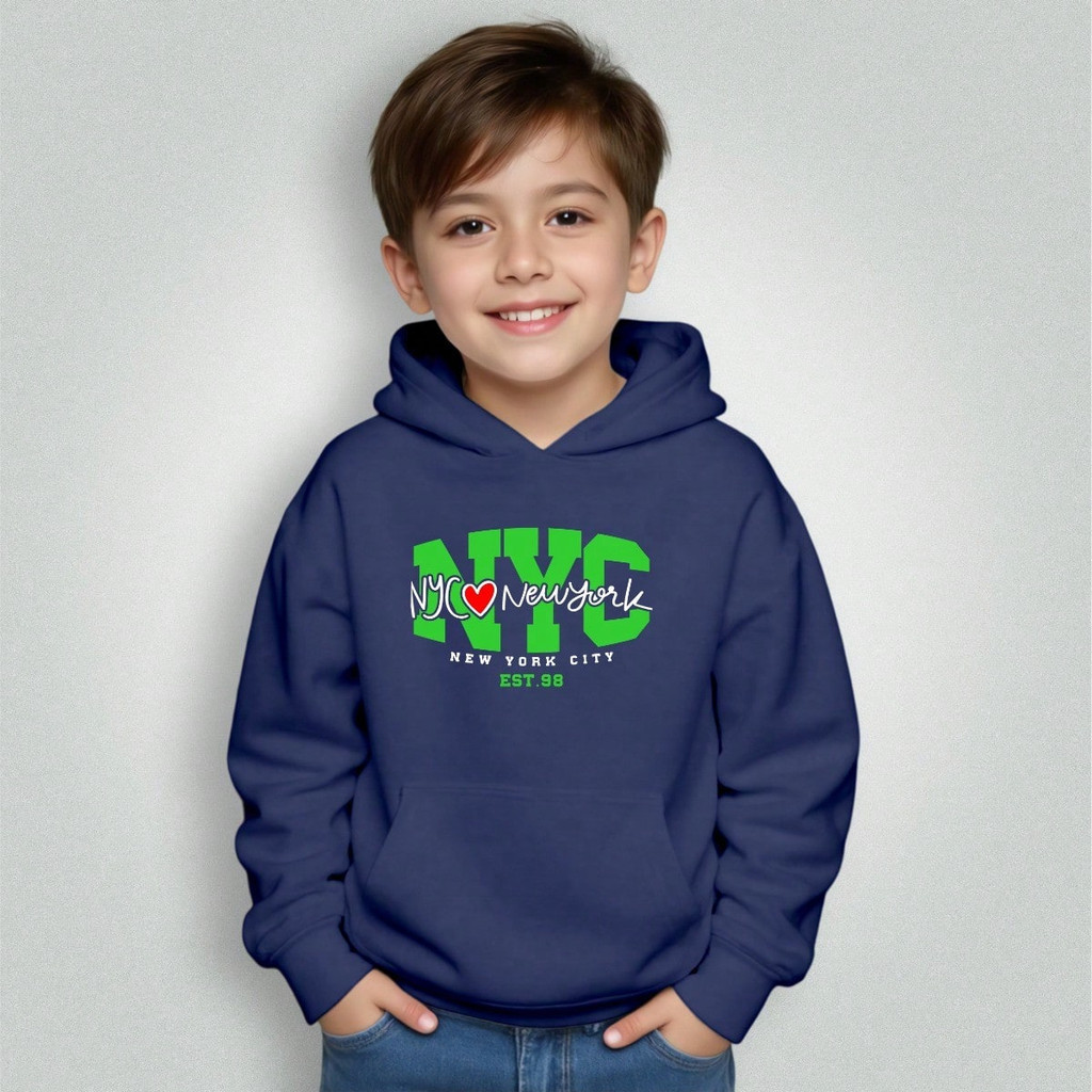 Moletom Infantil Blusa Bolso Canguru Capuz Nyc New York 125 Premium Envio Imediato