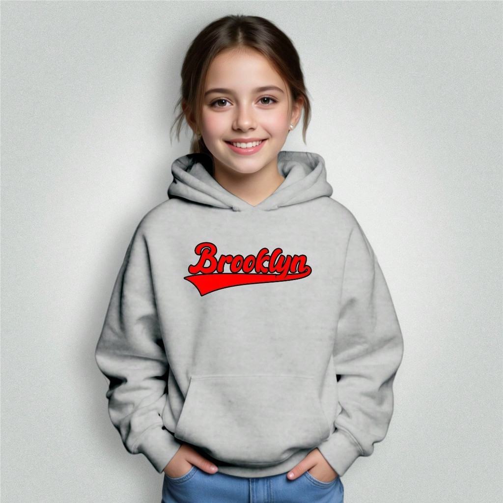 Moletom Infantil Bolso Canguru Capuz Brooklyn Vermelho 124 Premium Envio Imediato