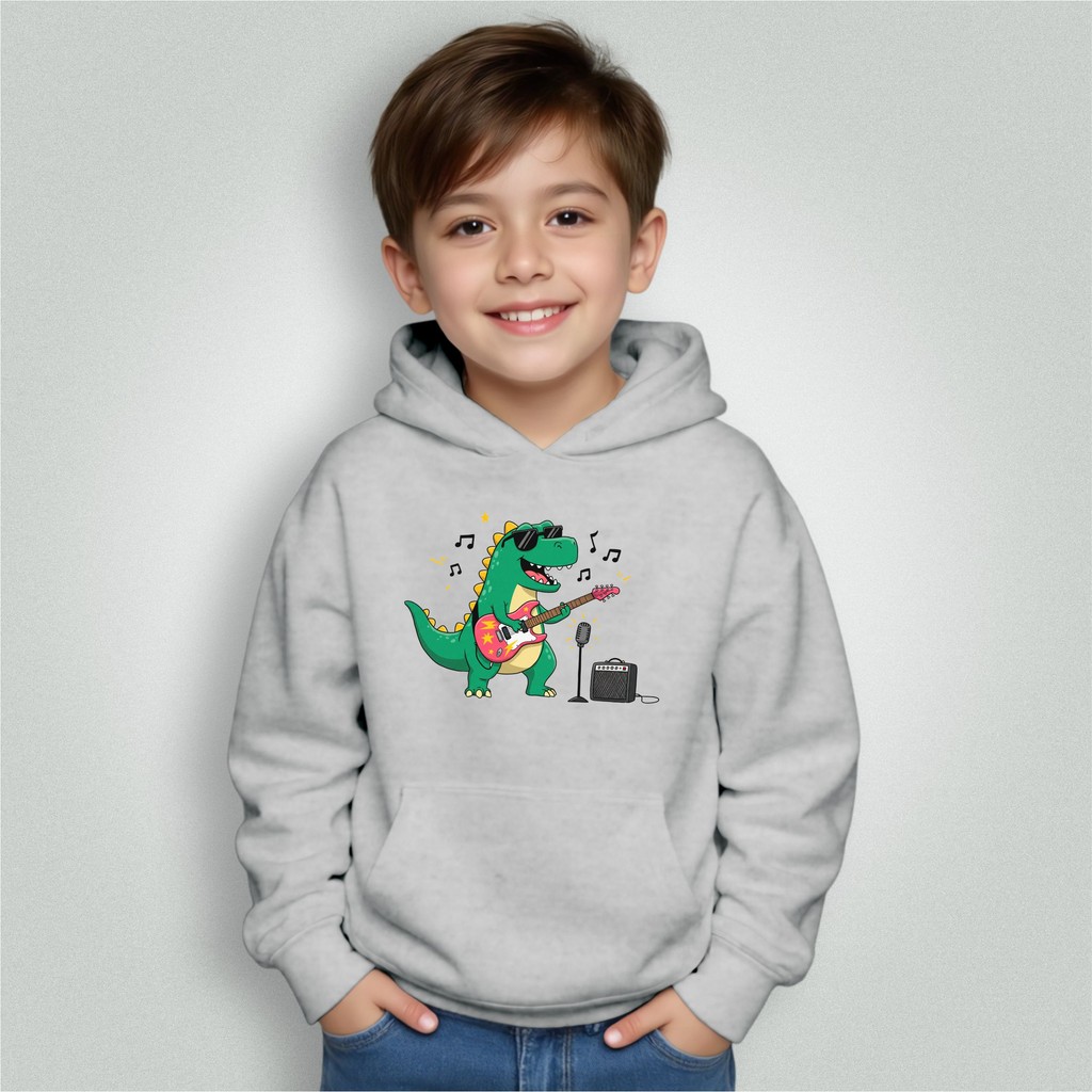 Moletom Blusa Infantil Bolso Canguru Capuz Menino Menina Dinossauro Guitarra Premium Envio Hoje