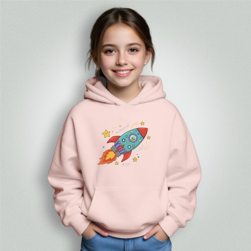 Blusa Moletom Infantil Bolso Canguru Capuz Menino Menina Foguete Alien Premium Envio Hoje