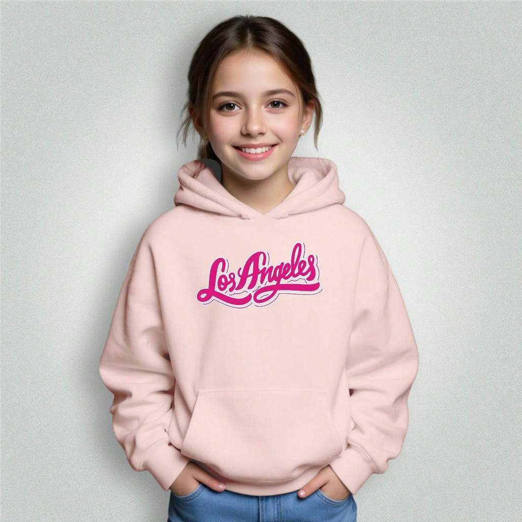 Blusa Moletom Infantil Menino Menina Bolso Canguru Capuz Los Angeles Pink 122 Premium Envio Imediato
