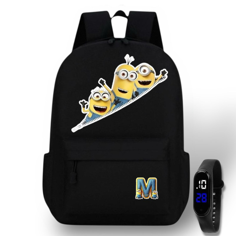 Mochila infantil + Relógio Digital prova d’água Escolar Passeio Espaçosa Resistente