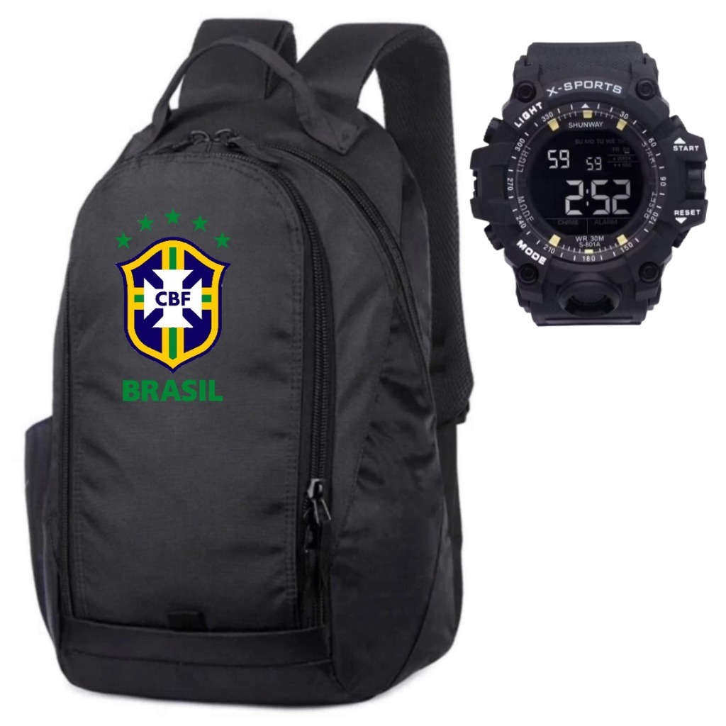Mochila Bolsa Escolar Com Porta Tablet + Relógio Digital Sport 02 RK 01