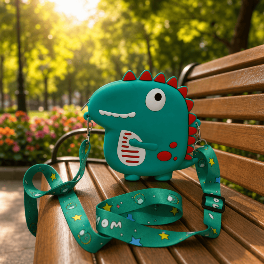 Mochilinha Infantil Dinossauro Bag Transversal + Relógio Digital Infantil