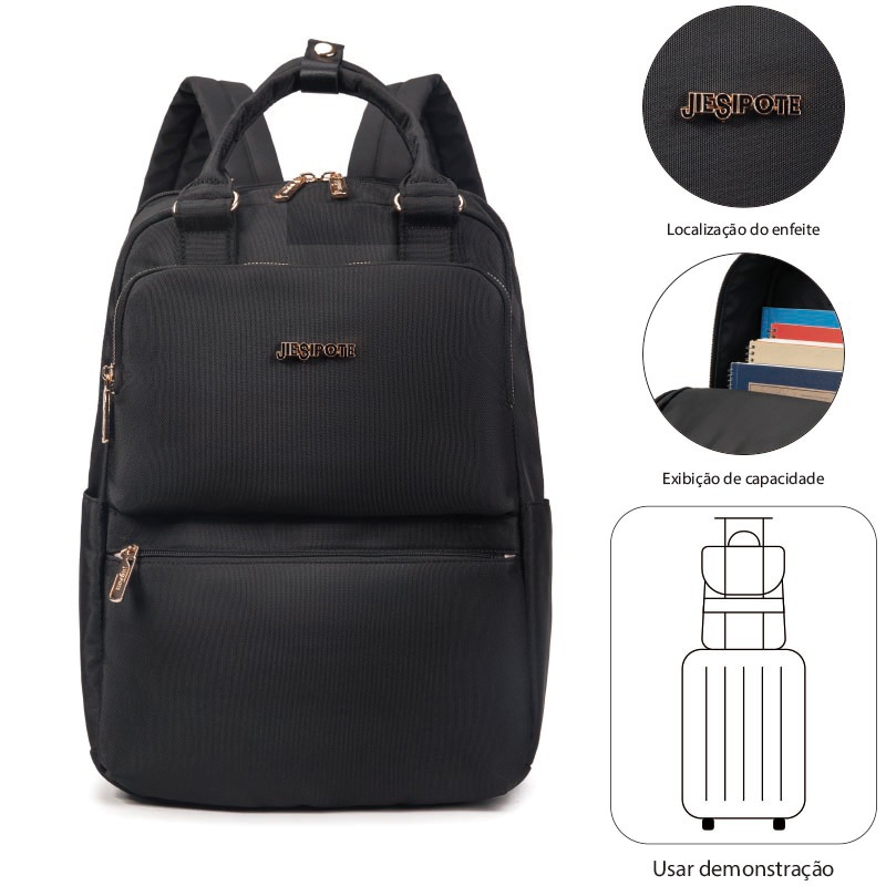 Mochila das senhoras (pode ser portátil/pode ser ambos os ombros) nylon de grande capacidade à prova d'água