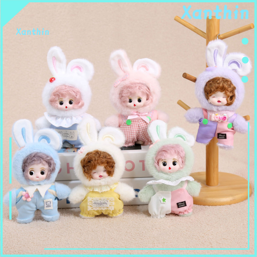 Plush Pendant Keychain Vinyl Face Cute Doll Compact Size Portable Bag Charm Backpack Ornament Key Holder for Women Men