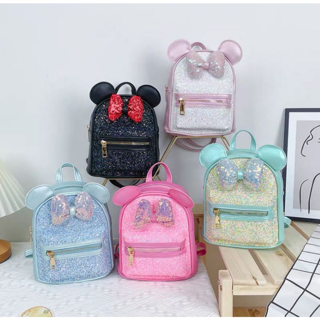 Mochila infantil portátil rato de gravata borboleta brilhante  0552-536#
