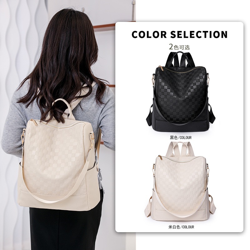 Bolsa mochila Portátil de PU da moda feminina à prova d'água