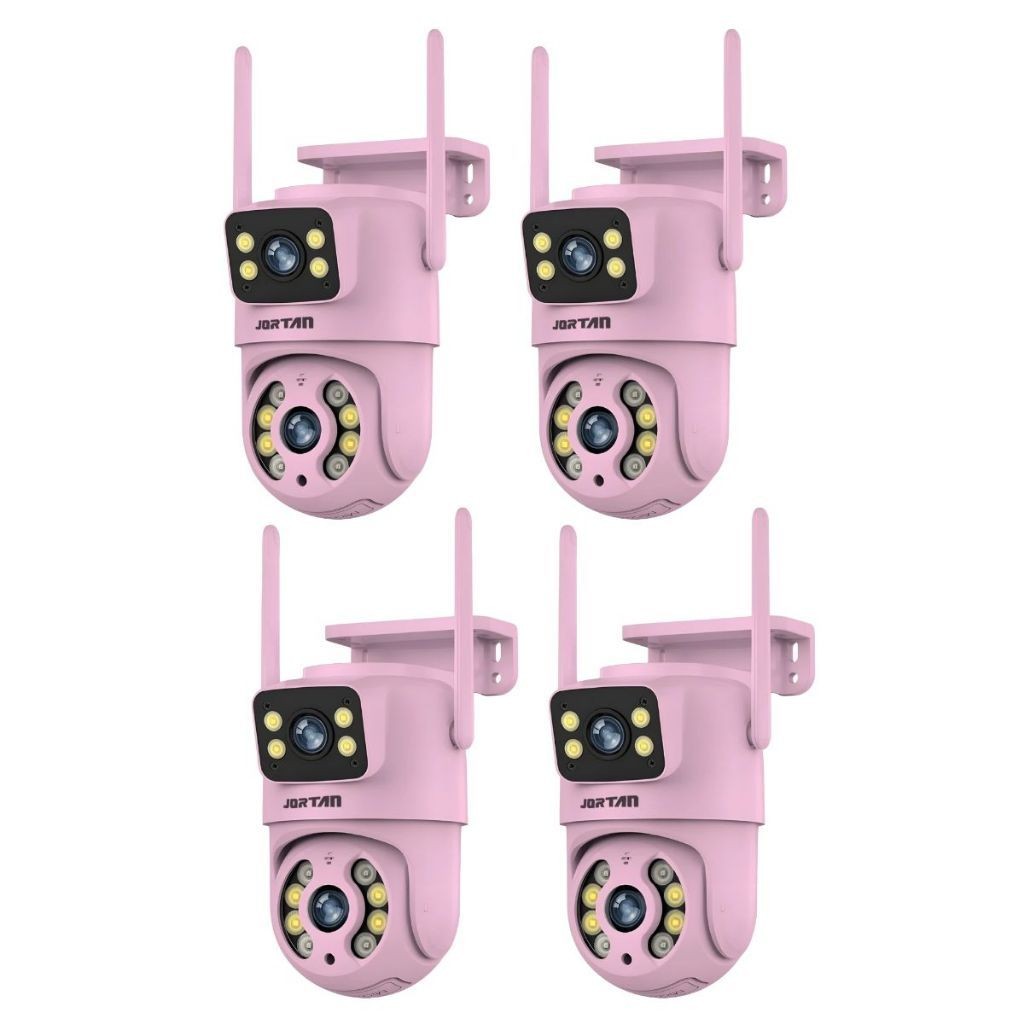 Kit 4 Câmera de Segurança IP Wi-fi Rosa IP66 360°de Lente Dupla - com App YOOSEE