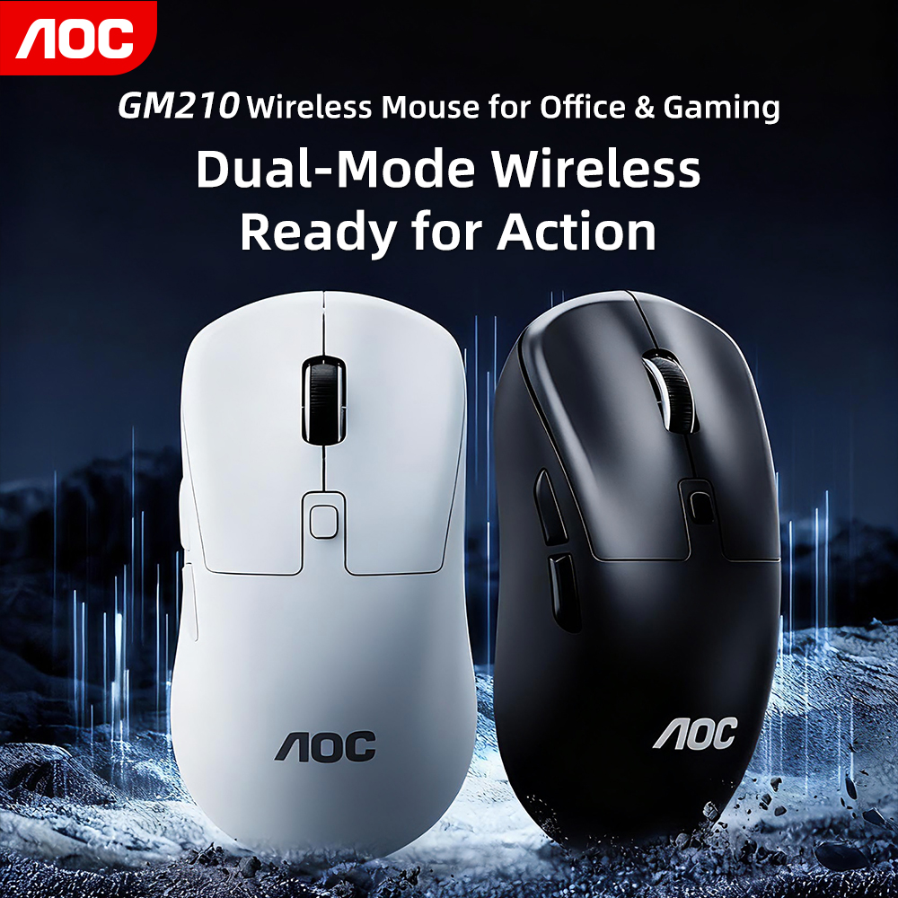 Mouse AOC GM210 Dual Mode Rechargeable Mouse Wireless Bluetooth 4 Níveis DPI PAW3212 Sensor de Alta Precisão 2.4GHz Tipo